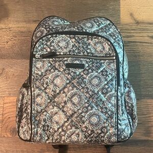 Vera Bradley Campus Laptop Backpack Charcoal Medallion Waterproof NWOT